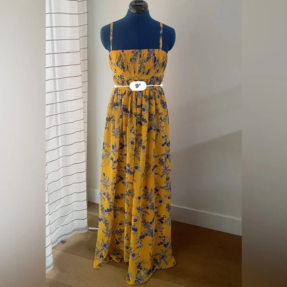 Aqua Floral Maxi Dress in Yellow & Blue Size 0 - Picture 9 of 13